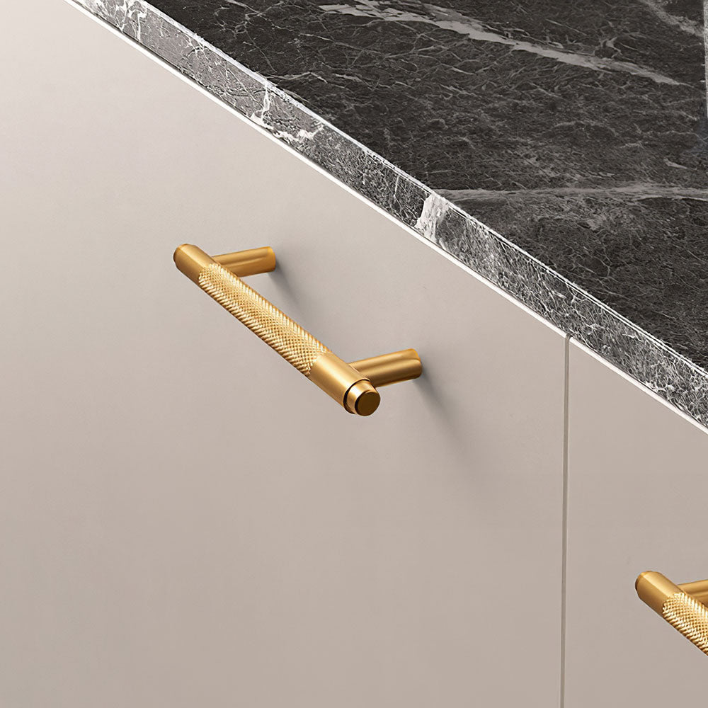 Gold Metal Cabinet Drawer Knurled Pulls