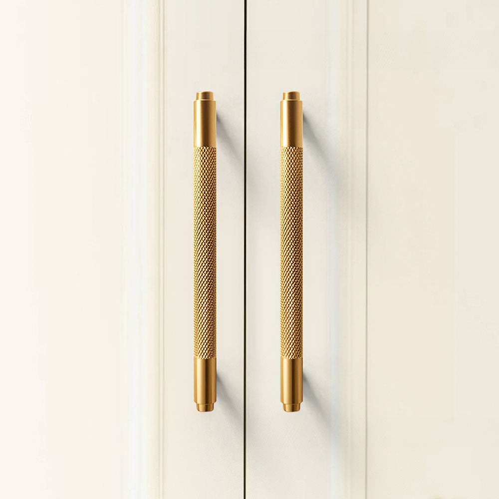 Gold Metal Cabinet Drawer Knurled Pulls