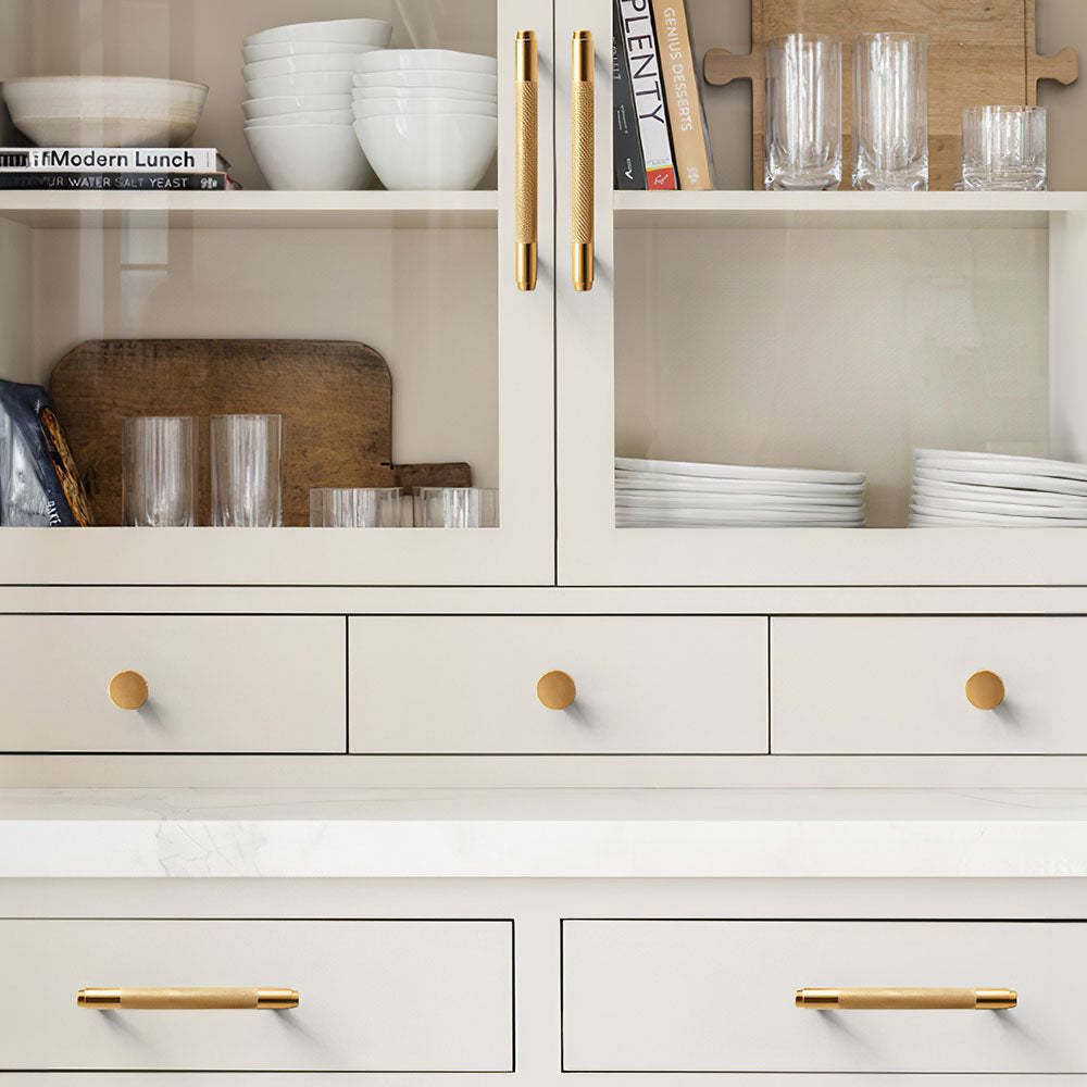 Gold Metal Cabinet Drawer Knurled Pulls
