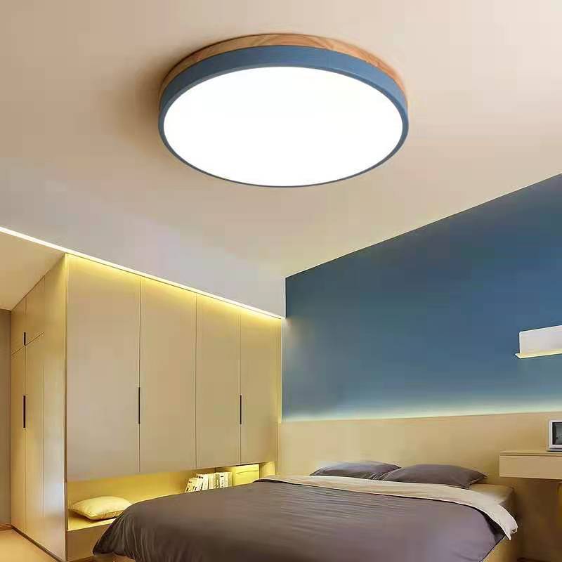 Wood Nordic LED Round Flush Ceiling Light -Homdiy