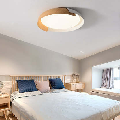 Contemporary Iron Wood Ceiling Light For Bedroom 
