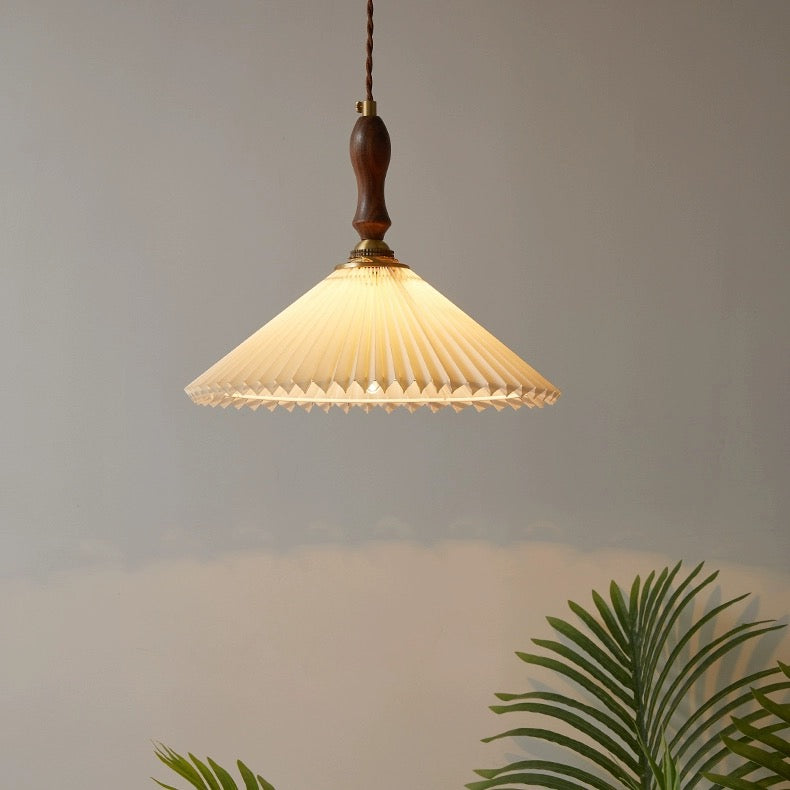 Japanese Style Ceramics Pleated Pendant Light -Homdiy
