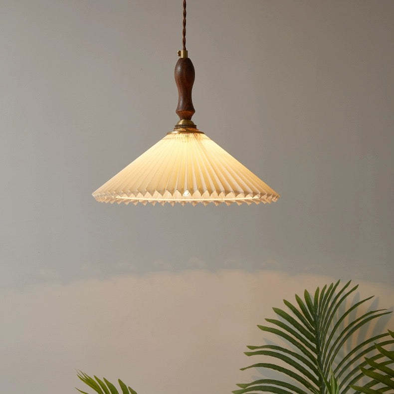 Japanese Style Ceramics Pleated Pendant Light -Homdiy