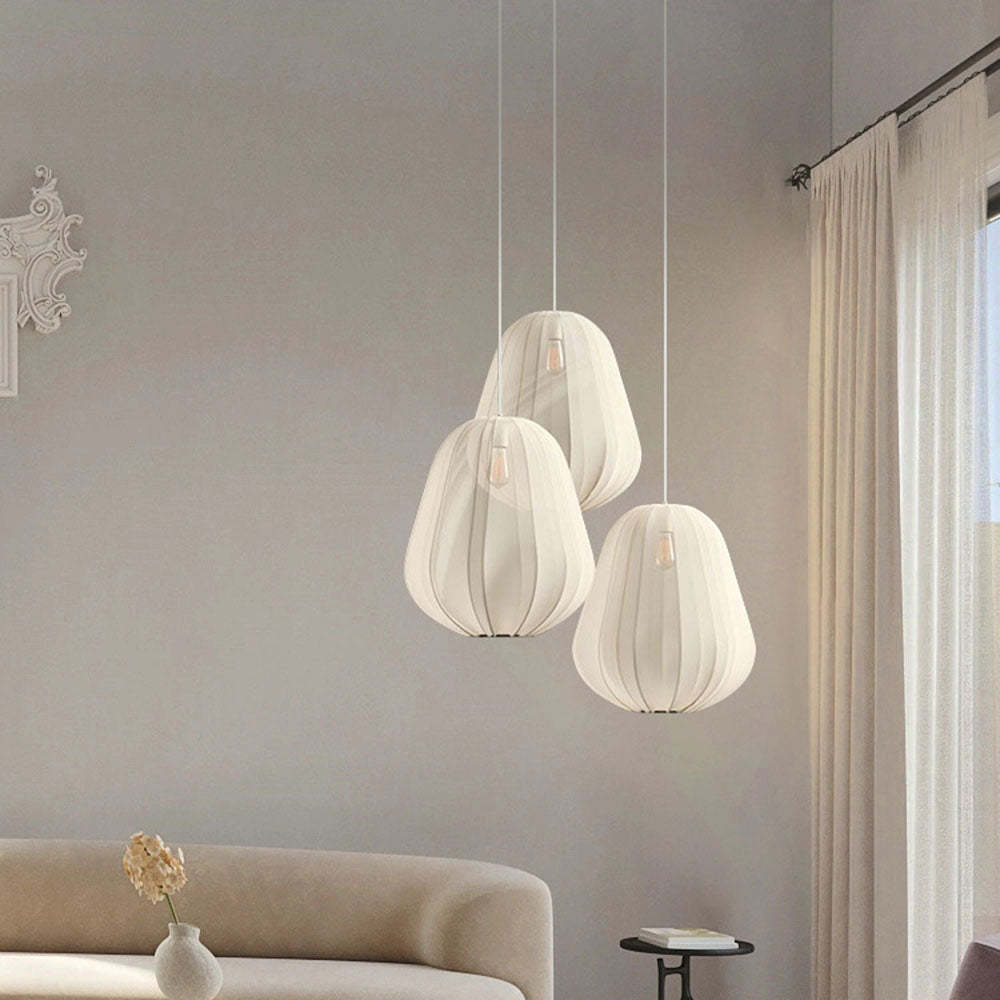 Nordic Gray Blue/Beige Fabric Shade Pendant Lamp -Homdiy