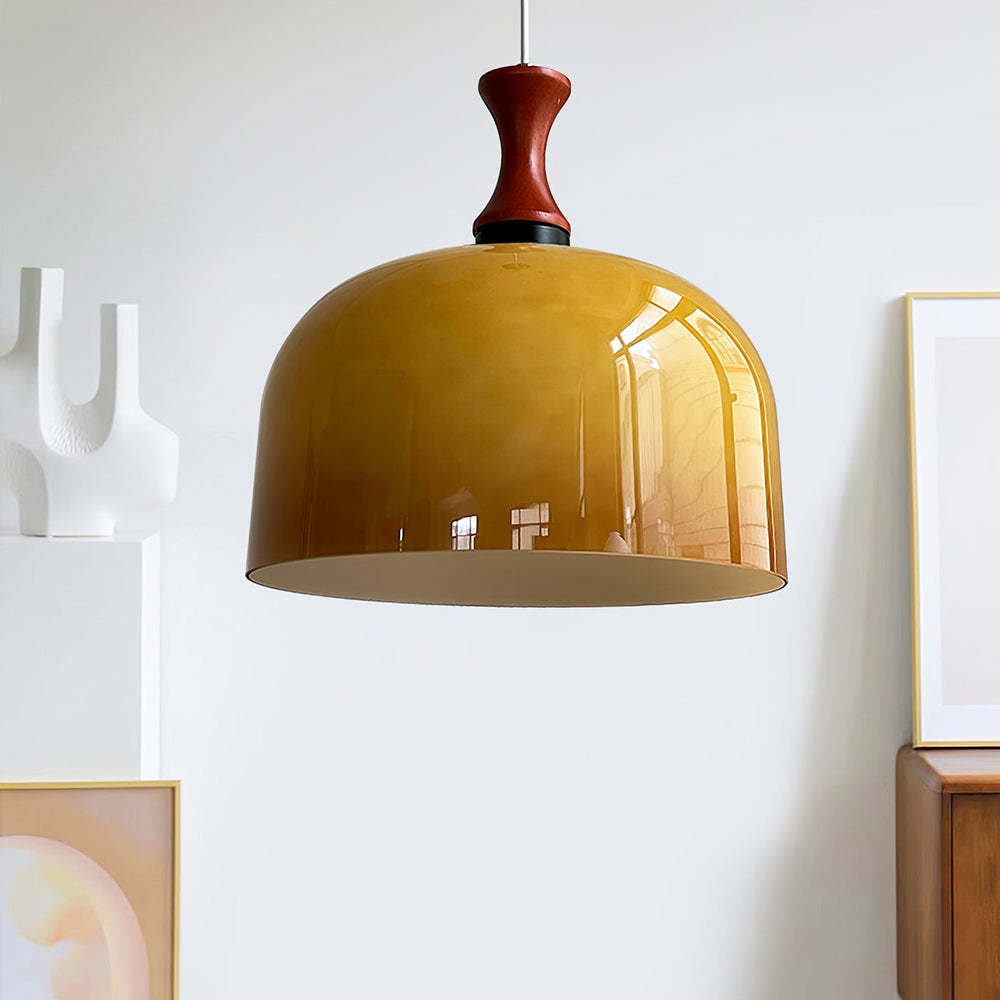 Retro Style Glass Flat Ball Design 1-Light Pendant Light -Homdiy