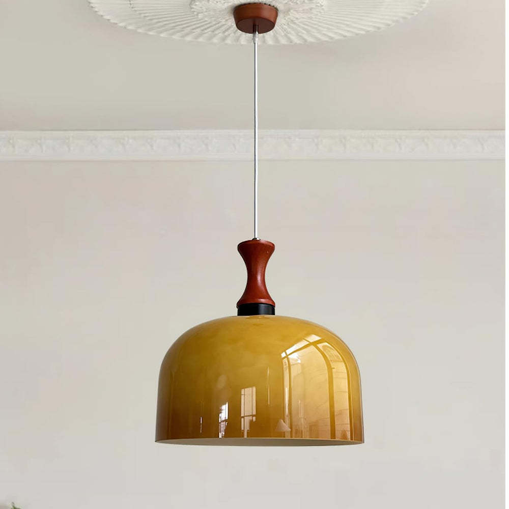 Retro Style Glass Flat Ball Design 1-Light Pendant Light -Homdiy
