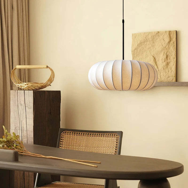 Modern Fabric Drum Pendant Hanging Light -Homdiy