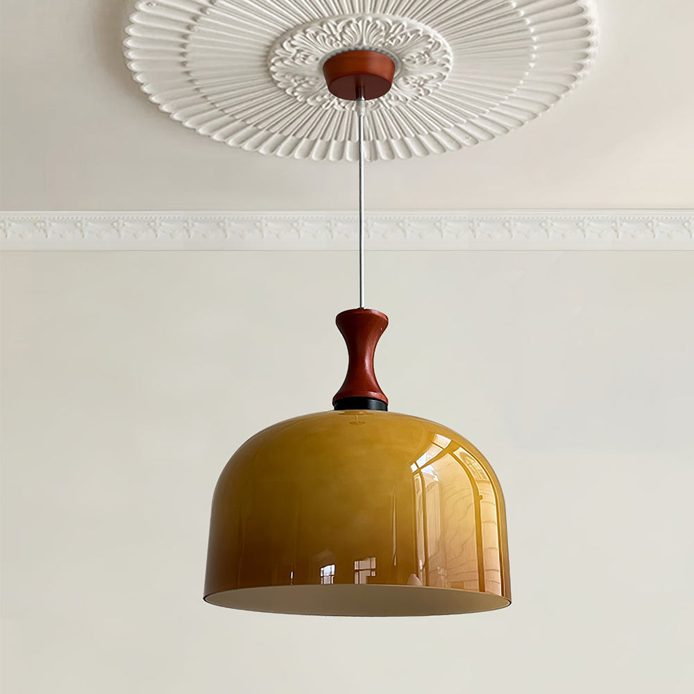 Retro Style Glass Flat Ball Design 1-Light Pendant Light -Homdiy