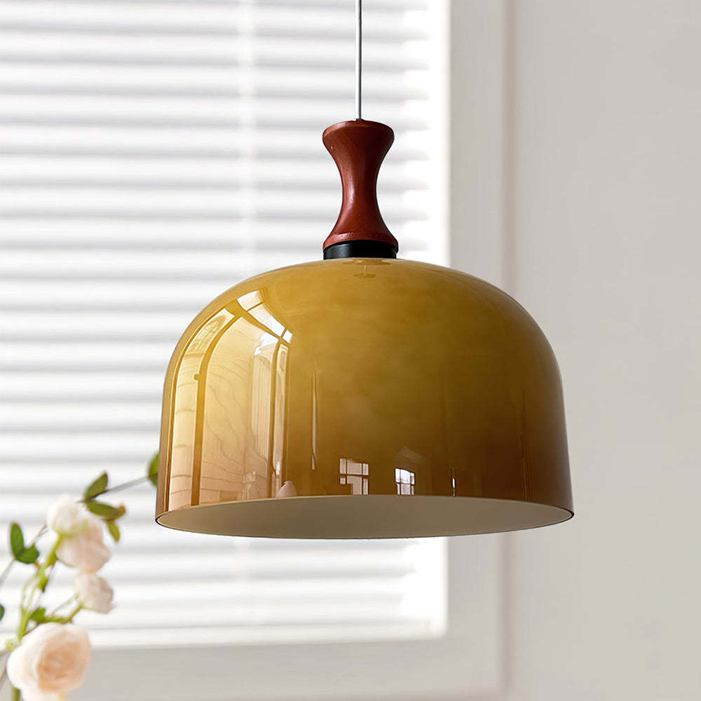 Retro Style Glass Flat Ball Design 1-Light Pendant Light -Homdiy
