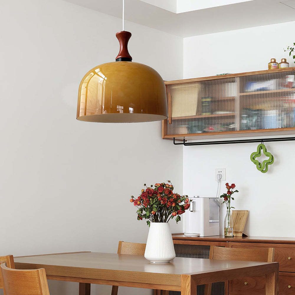 Retro Style Glass Flat Ball Design 1-Light Pendant Light -Homdiy