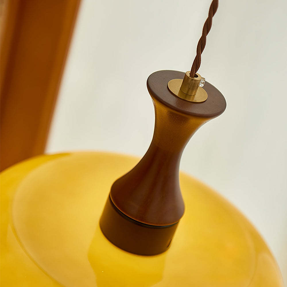 Retro Wooden Brown Dome Kitchen Island Hanging Light -Homdiy