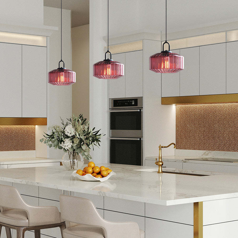 Farmhouse Glass Pendant Light For Kitchen Island -Homdiy