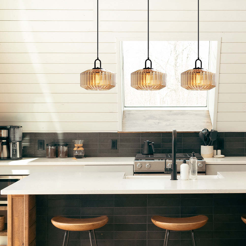 Farmhouse Glass Pendant Light For Kitchen Island -Homdiy