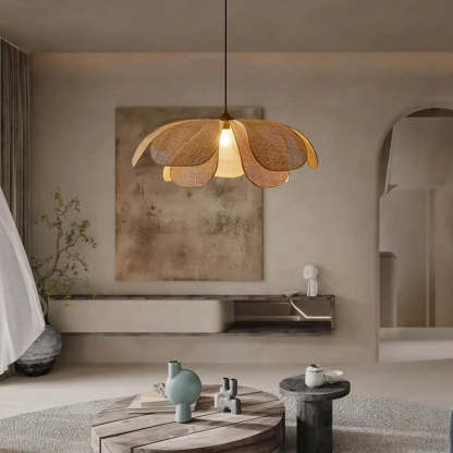 Vintage Petal Rattan Ceiling Pendant Light