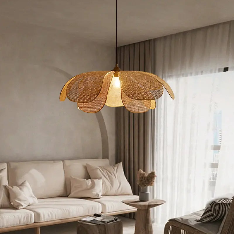 Vintage Petal Rattan Ceiling Pendant Light