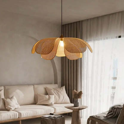 Vintage Petal Rattan Ceiling Pendant Light