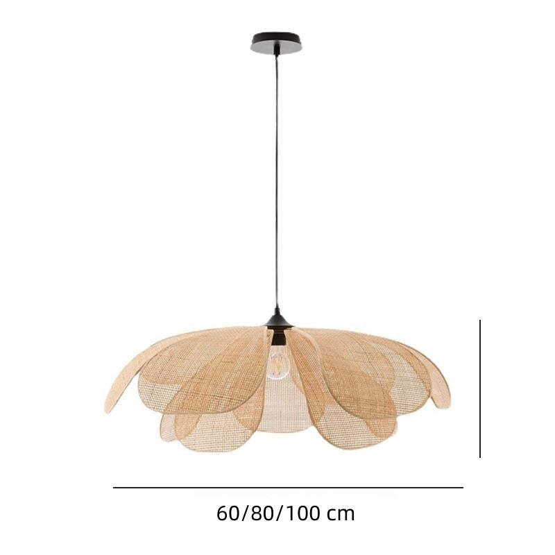 Creative Wabi Sabi Rattan Petal Flush Mount Ceiling Light -Homdiy
