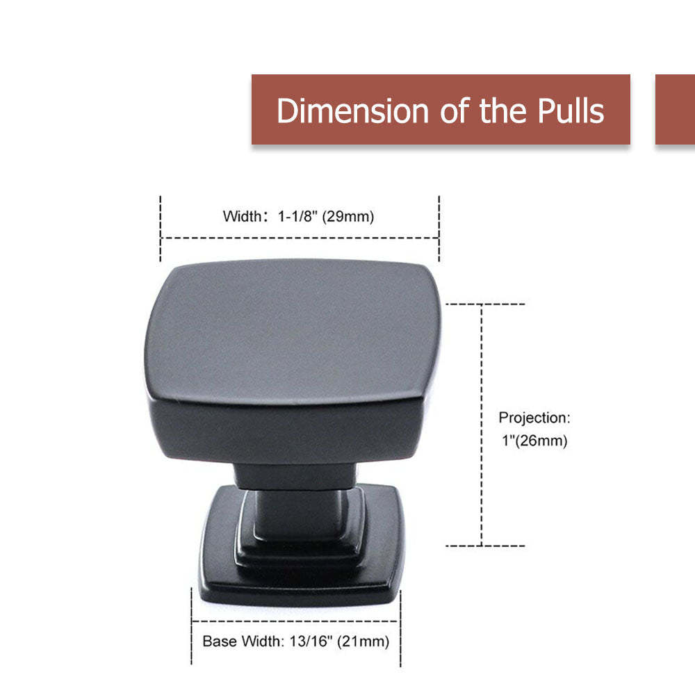 30 Pack Black Solid Square Drawer Knob Pulls For Bathroom(LS9016BK) -Homdiy