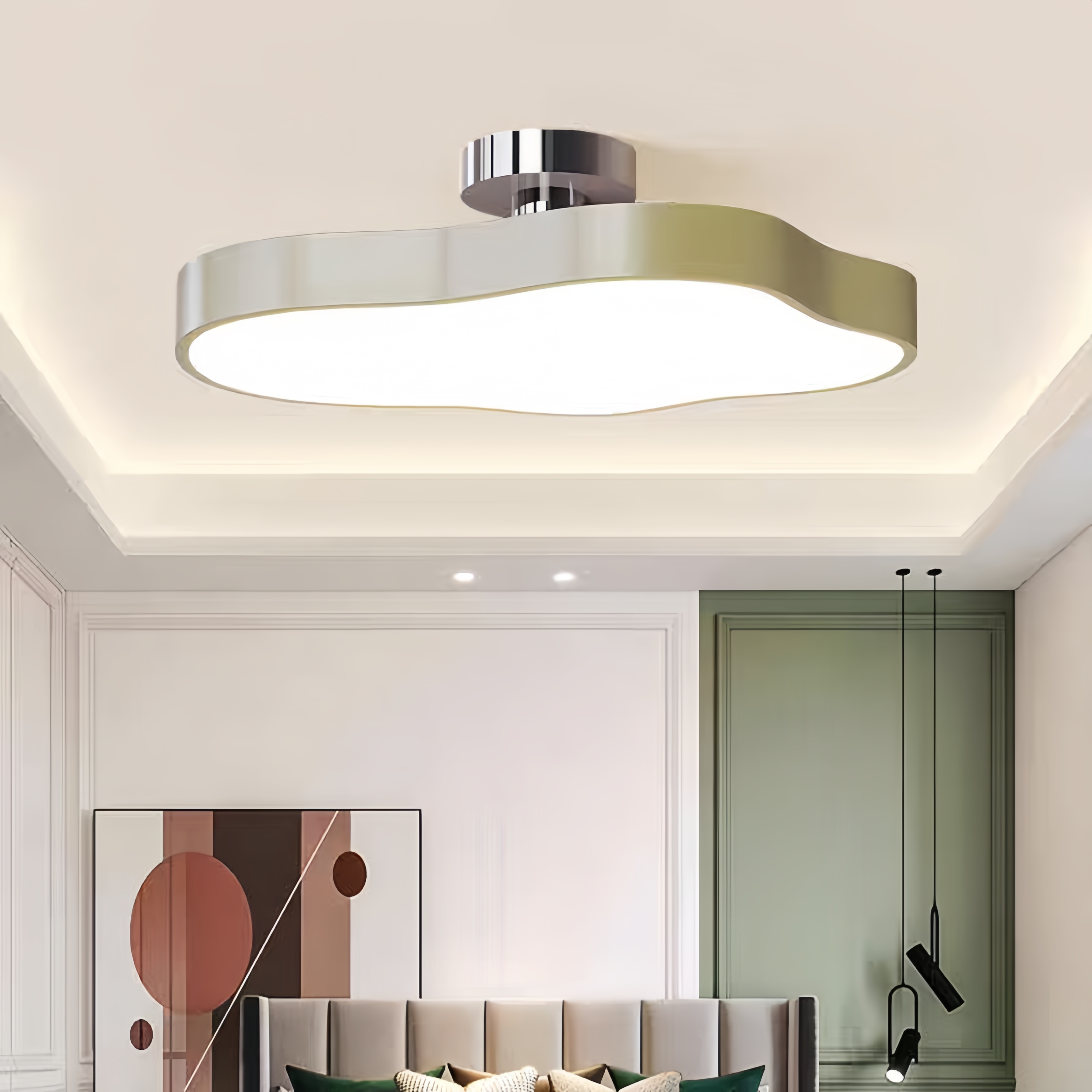 Homdiy Ceiling Lights Creative Iron LED Semi Flush Mount Bedroom