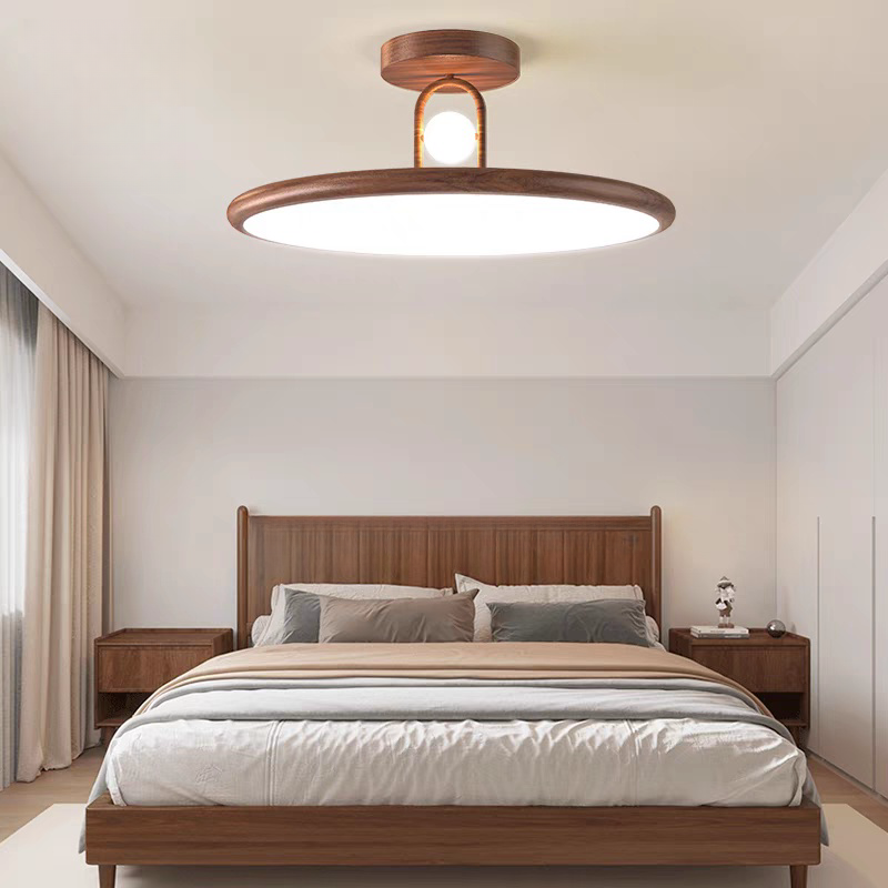 Simple Semi Flush Mount Wood Bedroom Ceiling Lights