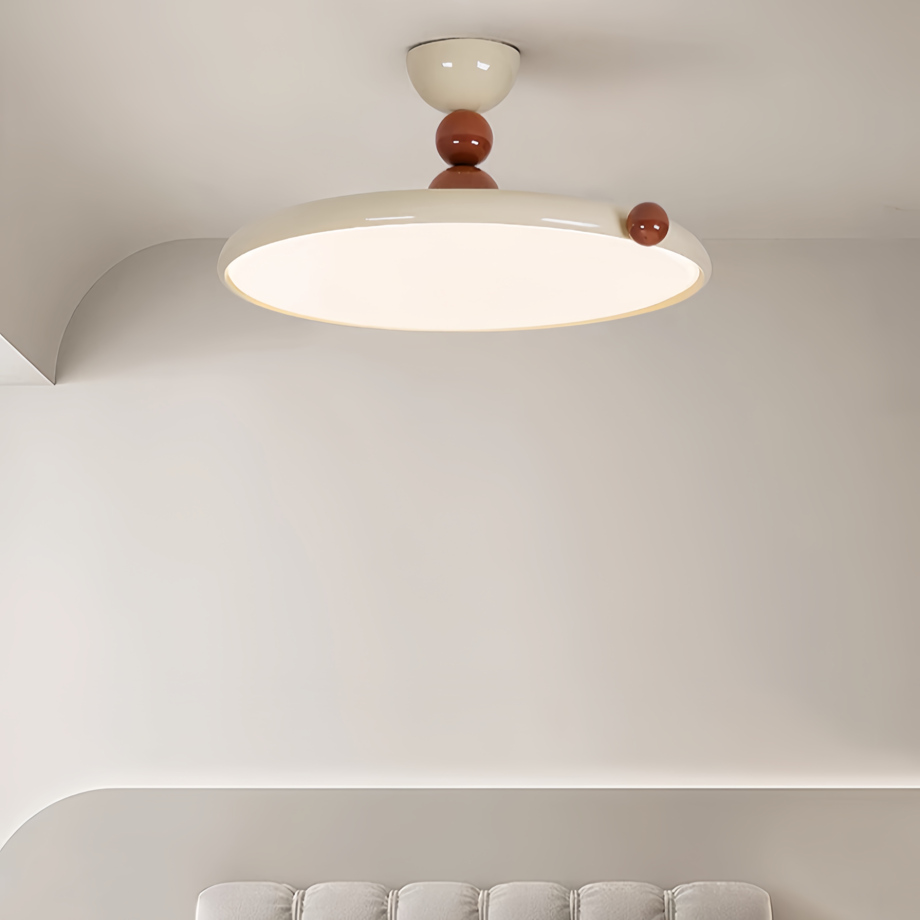 Stylish Cream Art Deco Round Flush Mount Ceiling Light