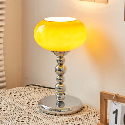 Vintage Bauhaus Yellow & White Glass Table Lamp -Homdiy