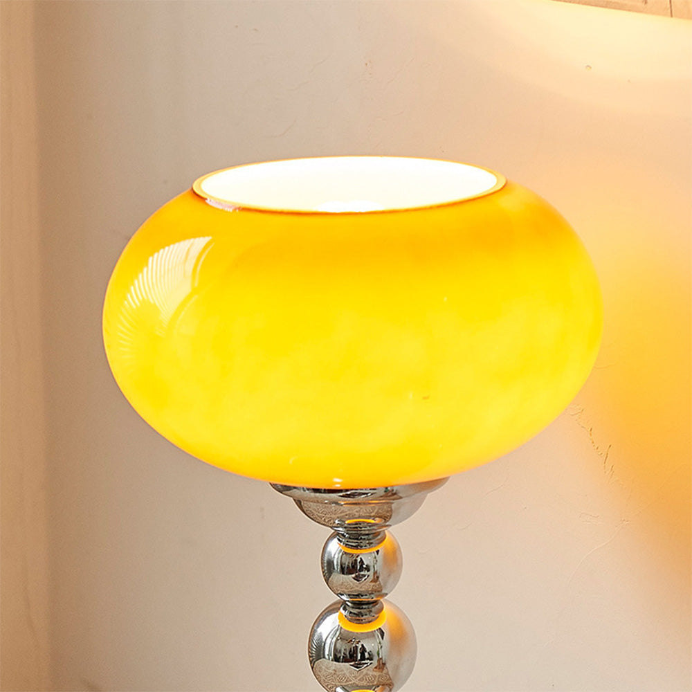 Vintage Bauhaus Yellow & White Glass Table Lamp -Homdiy
