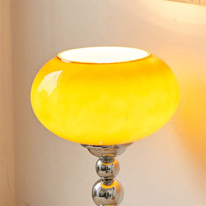 Vintage Bauhaus Yellow & White Glass Table Lamp -Homdiy
