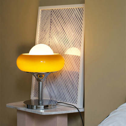 Vintage Bauahus Glass Yellow Table Lamp -Homdiy
