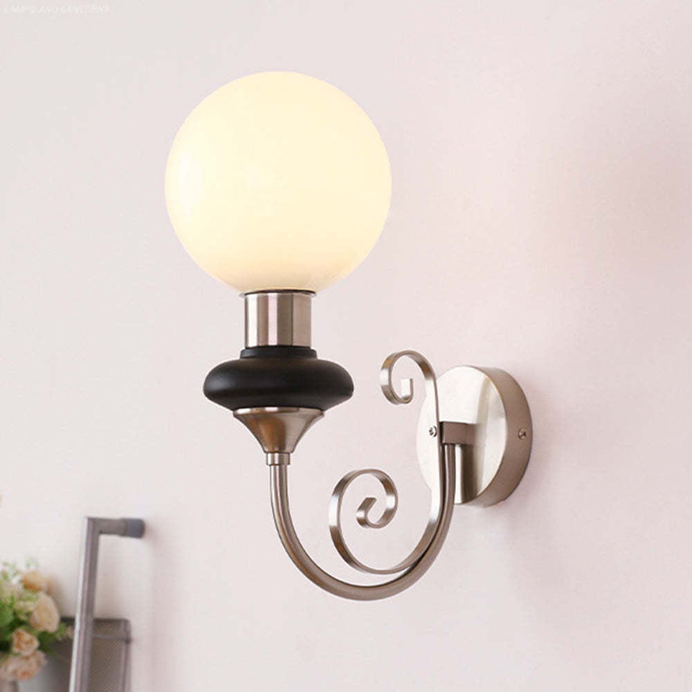 Onyx Iron Golden Finish Frame Spherical Glass 1-Light Wall Sconce -Homdiy
