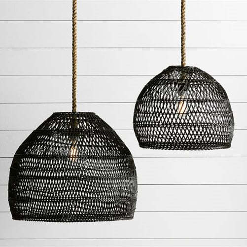 Handmade Hemp Rope Hanging Ceiling Lights Rattan Kitchen Pendant Light -Homdiy