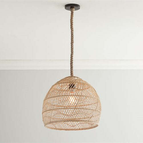 Handmade Hemp Rope Hanging Ceiling Lights Rattan Kitchen Pendant Light -Homdiy