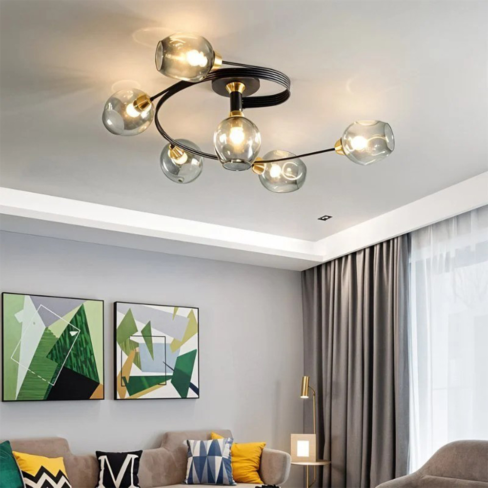 Modern Orbital Glass Bubble Ceiling Light For Living Room
