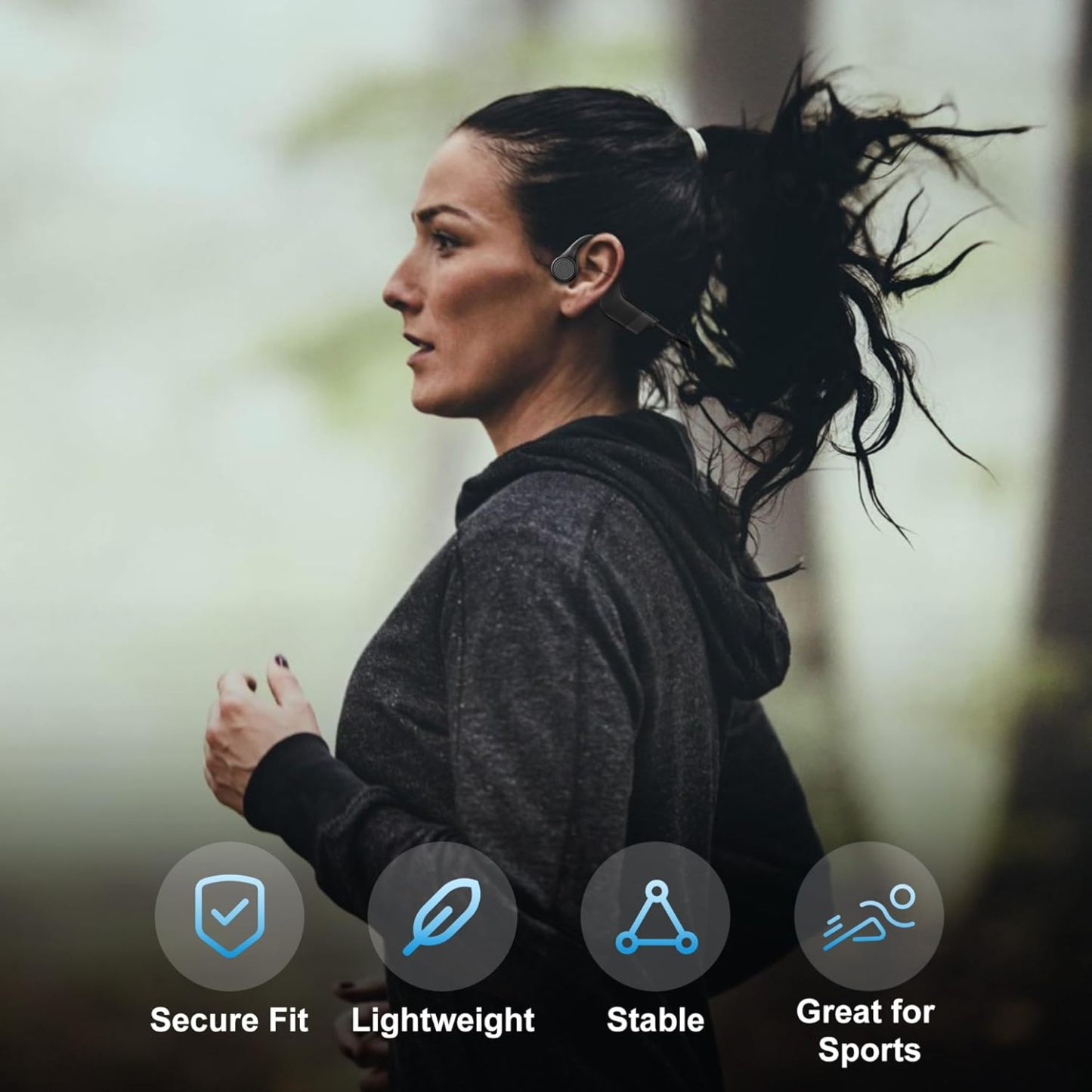 Sluchátka pro kostní vedení, otevřená bezdrátová sportovní sluchátka Bluetooth 5.3