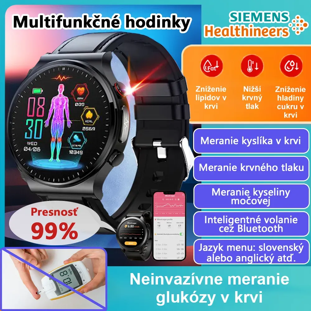 Laseroterapeutické hodinky Siemens dokážou monitorovat srdeční frekvenci/krevní tlak/glykemii