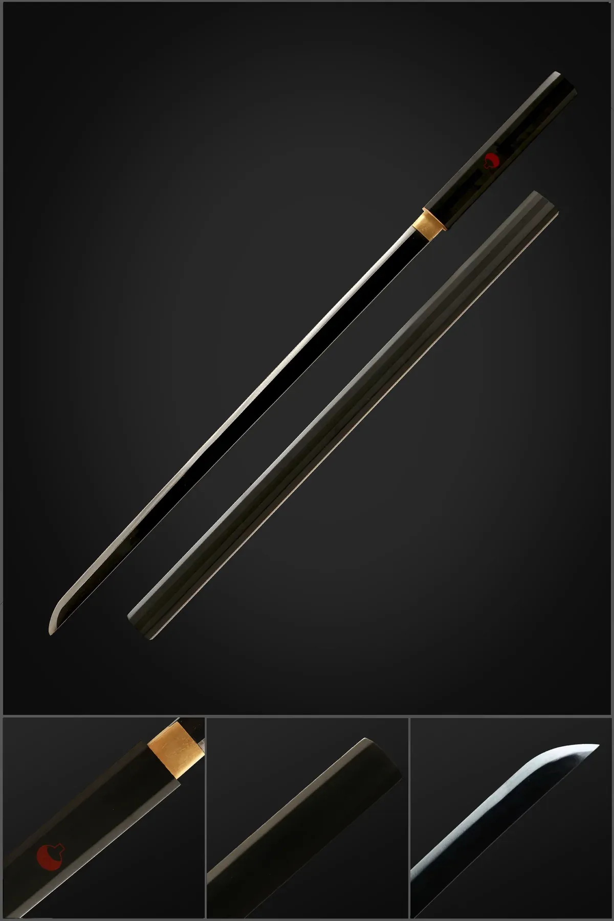 Ručně vyráběné anime NARUTO Sasuke Kusanagi-No-Tsurugi Sword ShirasayaNinja Sword 1060 uhlíková ocel černá čepel