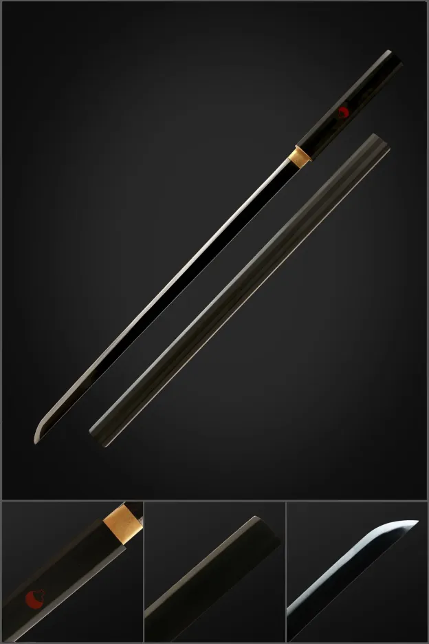 Ručně vyráběné anime NARUTO Sasuke Kusanagi-No-Tsurugi Sword ShirasayaNinja Sword 1060 uhlíková ocel černá čepel