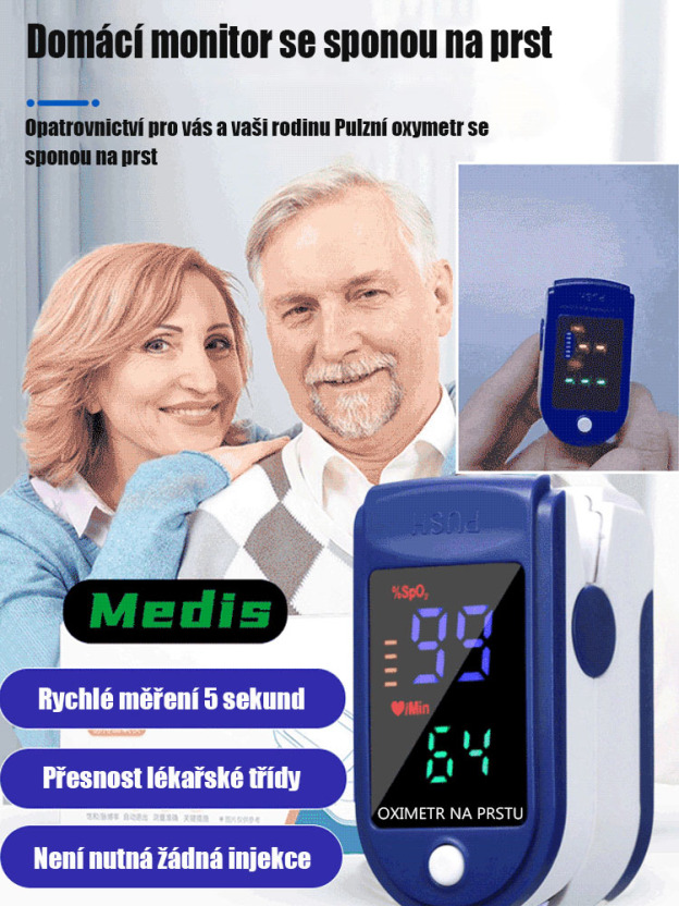 Domácí monitor s klipem na prst