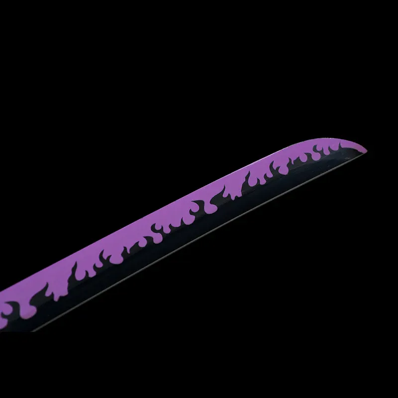 Ručně vyráběná anime katana One Piece Roronoa Zoro's Fire Demon Sword Purple Blade 1095 High Carbon Steel Purple