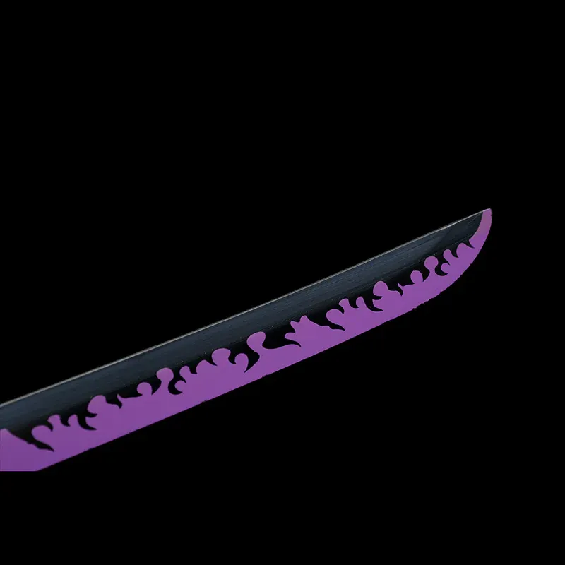 Ručně vyráběná anime katana One Piece Roronoa Zoro's Fire Demon Sword Purple Blade 1095 High Carbon Steel Purple