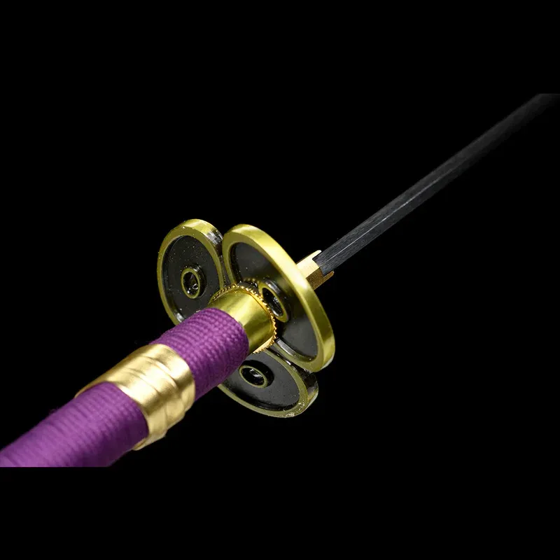 Ručně vyráběná anime katana One Piece Roronoa Zoro's Fire Demon Sword Purple Blade 1095 High Carbon Steel Purple