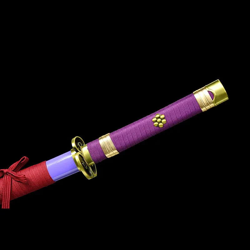 Ručně vyráběná anime katana One Piece Roronoa Zoro's Fire Demon Sword Purple Blade 1095 High Carbon Steel Purple