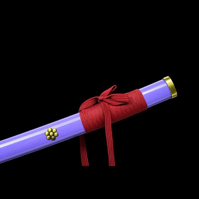 Ručně vyráběná anime katana One Piece Roronoa Zoro's Fire Demon Sword Purple Blade 1095 High Carbon Steel Purple
