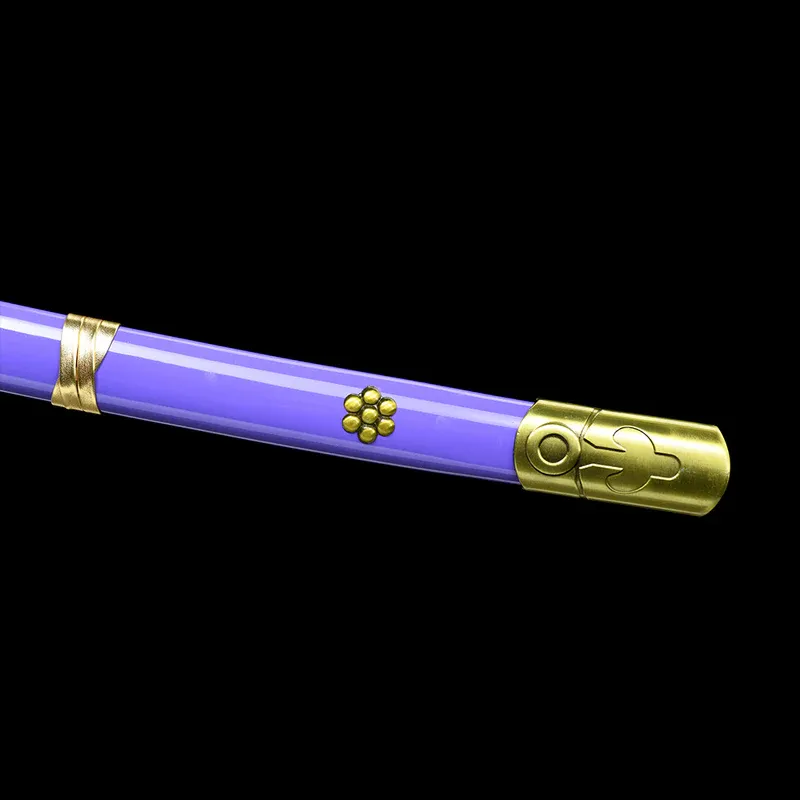 Ručně vyráběná anime katana One Piece Roronoa Zoro's Fire Demon Sword Purple Blade 1095 High Carbon Steel Purple