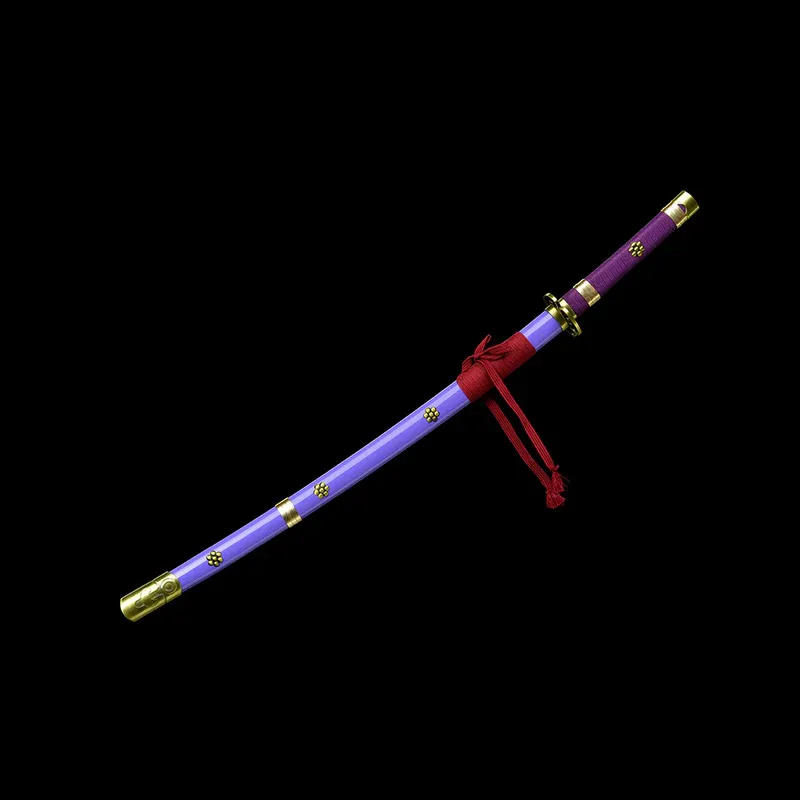 Ručně vyráběná anime katana One Piece Roronoa Zoro's Fire Demon Sword Purple Blade 1095 High Carbon Steel Purple
