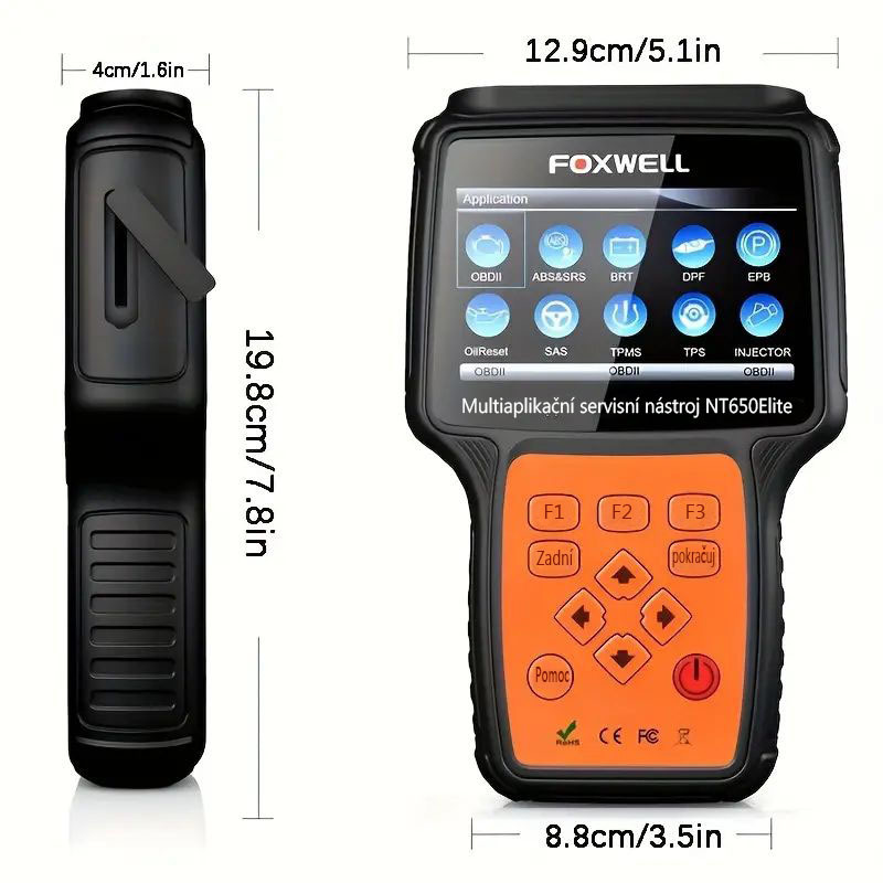 Skener FOXWELL NT650 Elite OBD2, 25 resetů, diagnostický nástroj ABS SRS, obousměrná čtečka kódů ABSBleeding SRs, diagnostický nástroj pro vstřikování oleje SAS BRT EPB TPS do auta