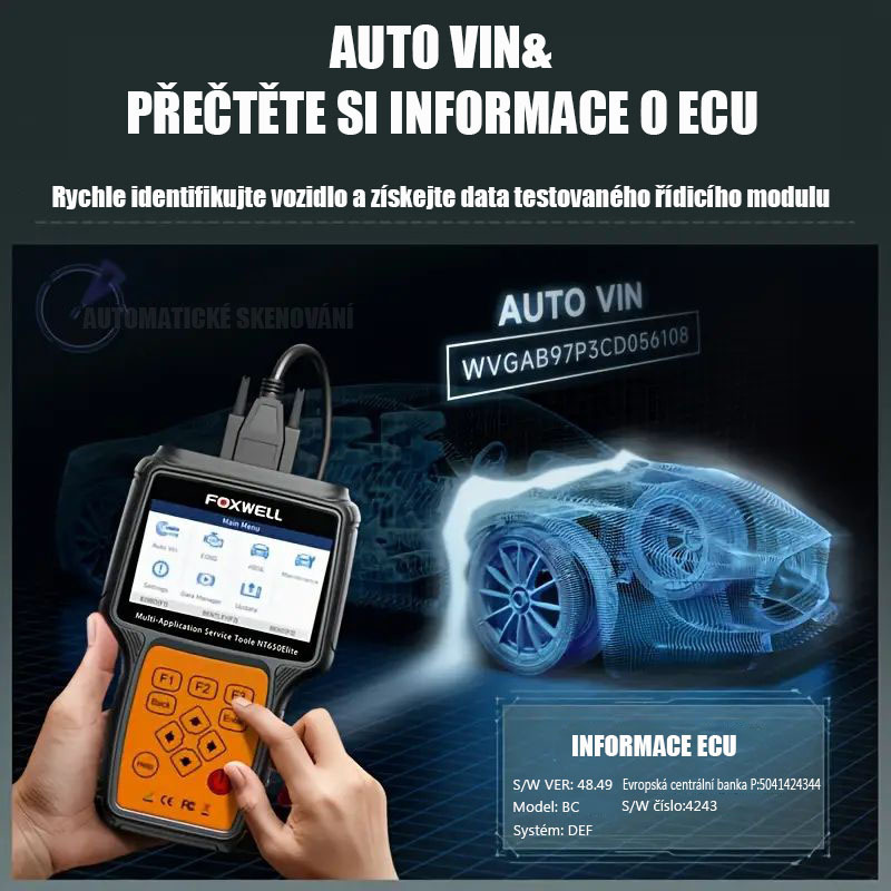 Skener FOXWELL NT650 Elite OBD2, 25 resetů, diagnostický nástroj ABS SRS, obousměrná čtečka kódů ABSBleeding SRs, diagnostický nástroj pro vstřikování oleje SAS BRT EPB TPS do auta