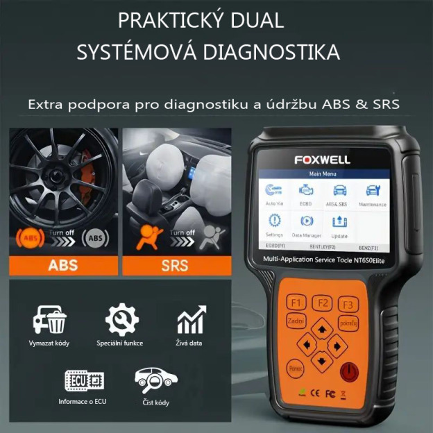 Skener FOXWELL NT650 Elite OBD2, 25 resetů, diagnostický nástroj ABS SRS, obousměrná čtečka kódů ABSBleeding SRs, diagnostický nástroj pro vstřikování oleje SAS BRT EPB TPS do auta