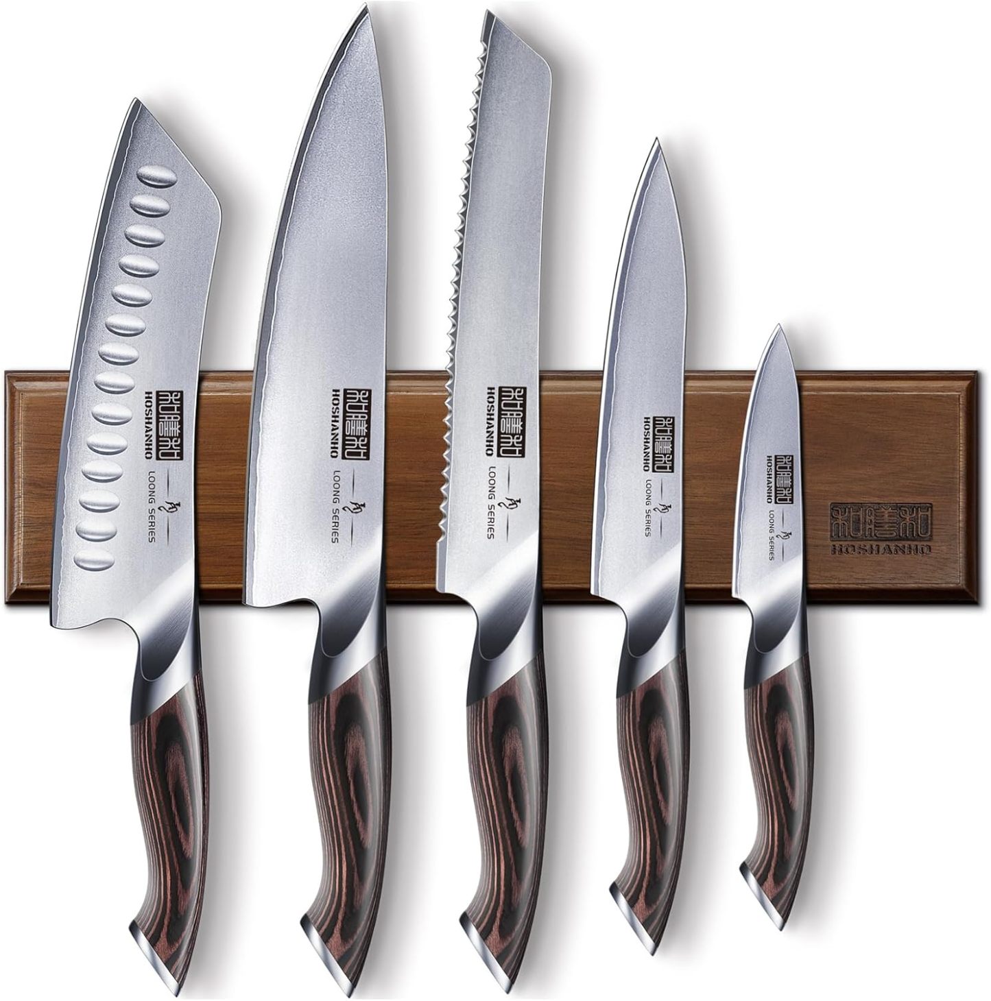 HOSHANHO Knife Set with Magnetic Knife Holder, 6 Pieces Japanese German High Carbon Steel Kitchen Knife Set, Ultra Sharp Professional Chef Knives Sets