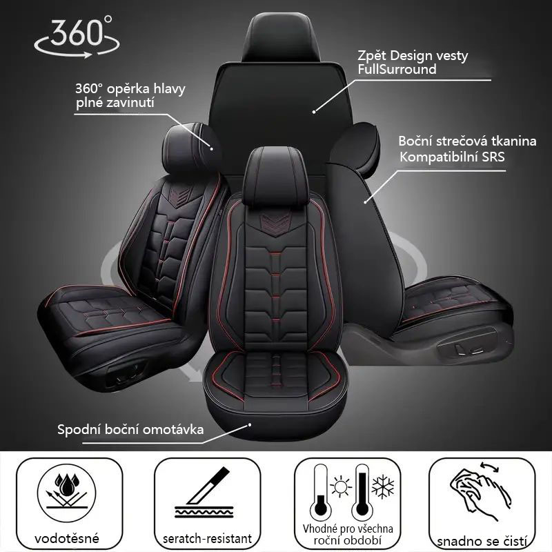 Autopotahy AOMSAZTO Kompletní sada 5 sedadel přizpůsobených pro rok 2024 High-End: Potahy autosedaček z umělé kůže Kompatibilní s airbagy Měkké Pohodlné Odolné Prodyšné Vodotěsné